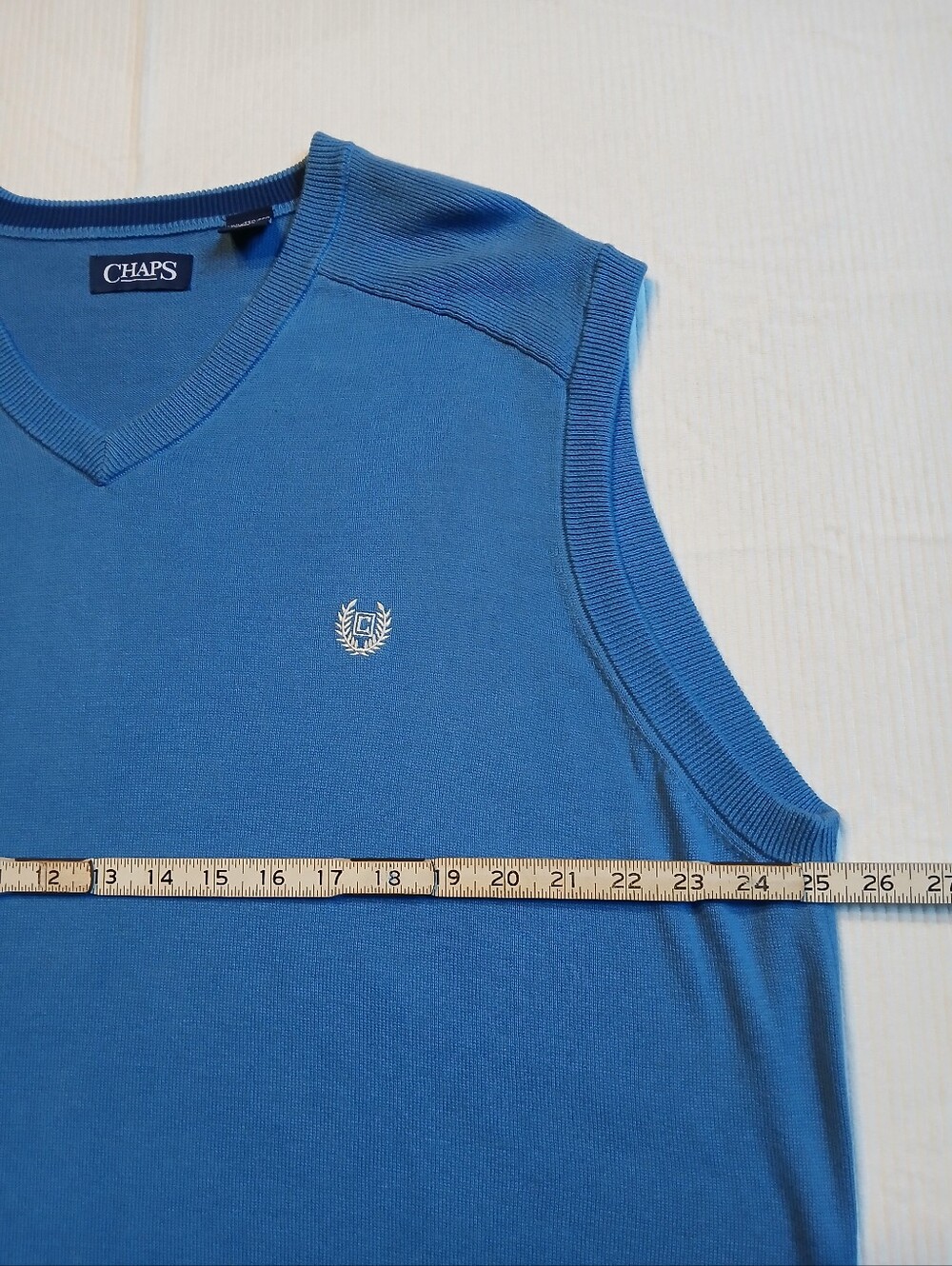 Chaps Sweater Vest Mens 2XL Blue Cotton V Neck Knit Logo New Wo Tag Lightweight - Picture 3 of 10